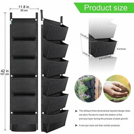 Lot De 1 Sac De Plantation Vertical à Suspendre Au Mur Pour Intérieur Ou Extérieur. Cour. Balcon. Fleurs. Herbes. Plantes Grasses. Fraises (B) 4 Lot De 1 Sac De Plantation Vertical à Suspendre Au Mur Pour Intérieur Ou Extérieur. Cour. Balcon. Fleurs. Herbes. Plantes Grasses. Fraises (B) – Image 2