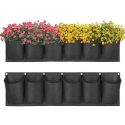 6 Poches Suspendues Jardinière Murale Mise à Niveau étanche Couche Jardin Sac De Plantation élargi Et Approfondi Poches Pour Balcon Jardin Cour Bureau Décoration De La Maison