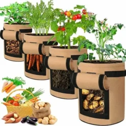 SEENLIN Sacs De Culture De Pommes De Terre Sacs De Culture De Plantes, Sacs De Culture De Tomates De 10 Gallons Sac De Culture De Légumes En Tissu Respirant Avec Poignées Et Rabat D'accès Pour Fraises