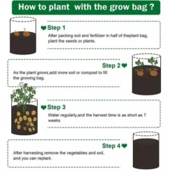 SEENLIN Sacs De Culture De Pommes De Terre Sacs De Culture De Plantes, Sacs De Culture De Tomates De 10 Gallons Sac De Culture De Légumes En Tissu Respirant Avec Poignées Et Rabat D'accès Pour Fraises -Promos Jardin Noble Magasin 89259758 4