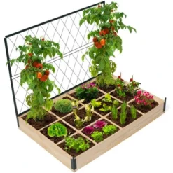 Carré Potager Avec Treillis 12 Compartiments 115 X 80 CM En Bois