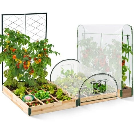 Kit Complet 3 Bacs Modulables Carrés Potager Et Serre à Tomates + Treillis + Housse 3 Kit Complet 3 Bacs Modulables Carrés Potager Et Serre à Tomates + Treillis + Housse