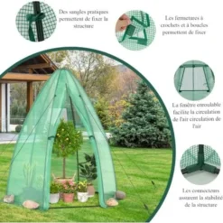 RELAX4LIFE Serre De Jardin 160X160X183cm Avec Housse De Protection, Serre Pour Plantes Avec Porte à Fermeture à Glissière Et Fenêtre Enroulable, Résistant Aux Intempéries, Pour Jardin, Balcon 10 RELAX4LIFE Serre De Jardin 160X160X183cm Avec Housse De Protection, Serre Pour Plantes Avec Porte à Fermeture à Glissière Et Fenêtre Enroulable, Résistant Aux Intempéries, Pour Jardin, Balcon -Promos Jardin Noble Magasin 89332147 4
