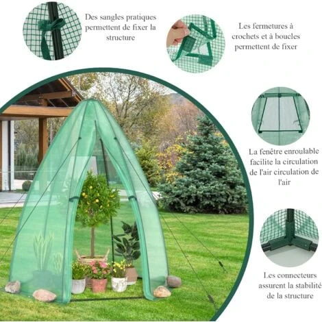RELAX4LIFE Serre De Jardin 160X160X183cm Avec Housse De Protection, Serre Pour Plantes Avec Porte à Fermeture à Glissière Et Fenêtre Enroulable, Résistant Aux Intempéries, Pour Jardin, Balcon 6 RELAX4LIFE Serre De Jardin 160X160X183cm Avec Housse De Protection, Serre Pour Plantes Avec Porte à Fermeture à Glissière Et Fenêtre Enroulable, Résistant Aux Intempéries, Pour Jardin, Balcon – Image 4