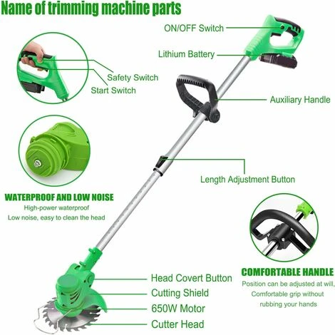 Débroussailleuse Sans Fil Avec Batterie 21 V Et Chargeur, Débroussailleuse électrique, Manche Télescopique, Sans Fil Léger Pour Couper La Pelouse, L'entretien De La Pelouse 7 Débroussailleuse Sans Fil Avec Batterie 21 V Et Chargeur, Débroussailleuse électrique, Manche Télescopique, Sans Fil Léger Pour Couper La Pelouse, L'entretien De La Pelouse – Image 5