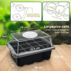 Mini Serre Pour Plantes, 6 Pièces 72 Cellules Intérieure Plateau Semis Bac à Semis Pépinière Boîte De Culture Avec Couvercle Et Ventilation Durables -Promos Jardin Noble Magasin 89651162 2