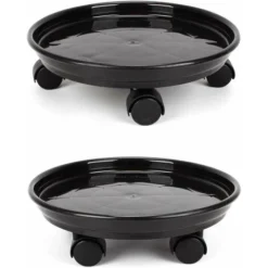 Lot De 2 Plante Caddy,Pot De Fleurs Rond Support De Plante En Pot Sur Roues,Heavy Duty Rack Sur Roulettes Dolly Chariot Soucoupe Bac Palette Avec Roulettes Universelles Pour L'intérieur Ou Exté