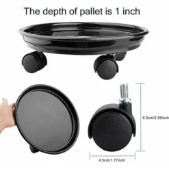 Lot De 2 Plante Caddy,Pot De Fleurs Rond Support De Plante En Pot Sur Roues,Heavy Duty Rack Sur Roulettes Dolly Chariot Soucoupe Bac Palette Avec Roulettes Universelles Pour L'intérieur Ou Exté -Promos Jardin Noble Magasin 89651899 3