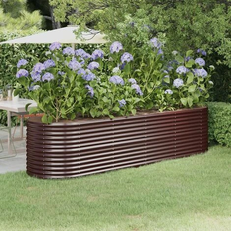 Jardinière De Jardin Acier Enduit De Poudre 296x80x68 Cm Marron 3 Jardinière De Jardin Acier Enduit De Poudre 296x80x68 Cm Marron