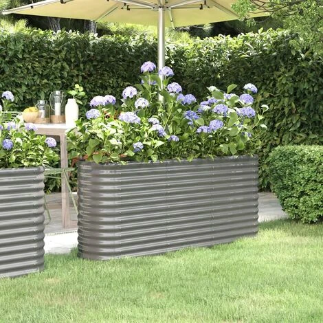 Jardinière De Jardin Acier Enduit De Poudre 152x40x68 Cm Gris 3 Jardinière De Jardin Acier Enduit De Poudre 152x40x68 Cm Gris