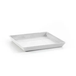 ECOPOTS Soucoupe Square 30 Blanc Pur - 28 X 28 X H. 3 Cm