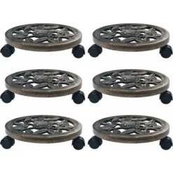 UNIQUEChariots Pour Plantes 6 Pcs Bronze 30 Cm Plastique3,62 Kg,Magnifique & Montage Facile67220