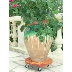 Nortene Support à Roulettes Bois Rond Flora Roll Lasure - 50 Cm -Promos Jardin Noble Magasin 9026059 3