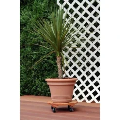 Nortene Support à Roulettes Bois Rond Flora Roll Lasure - 50 Cm -Promos Jardin Noble Magasin 9026059 5