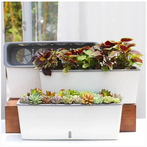 Super Grand Planteur De Fleurs En Plastique Forme Rectangulaire Pots Absorbant L'eau Style Nordique Intérieur Pot De Fleur à Arrosage Automatique 01en Tant Que Pic 4 Super Grand Planteur De Fleurs En Plastique Forme Rectangulaire Pots Absorbant L'eau Style Nordique Intérieur Pot De Fleur à Arrosage Automatique 01en Tant Que Pic – Image 2