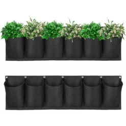 6 Poches Mur Vegetal Exterieur Sac De Plantation Sac à Plantes Mural Verticale Jardiniere Suspendue Pour Interieur Balcon Jardin Décoration