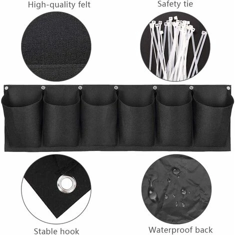 6 Poches Mur Vegetal Exterieur Sac De Plantation Sac à Plantes Mural Verticale Jardiniere Suspendue Pour Interieur Balcon Jardin Décoration 6 6 Poches Mur Vegetal Exterieur Sac De Plantation Sac à Plantes Mural Verticale Jardiniere Suspendue Pour Interieur Balcon Jardin Décoration – Image 4