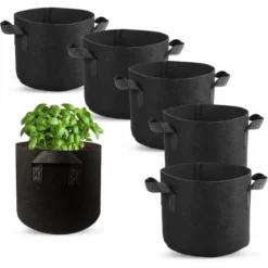 6 Pcs Sac Plantation, Non Tissé Pot En Tissu Avec Poignées Pour Plantation Pommes De Terre Tomates Fraises Végétale Fleurs Et Autres Plantes (2 Gallons)