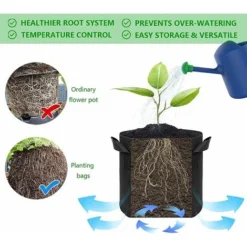 6 Pcs Sac Plantation, Non Tissé Pot En Tissu Avec Poignées Pour Plantation Pommes De Terre Tomates Fraises Végétale Fleurs Et Autres Plantes (2 Gallons) -Promos Jardin Noble Magasin 90718005 4
