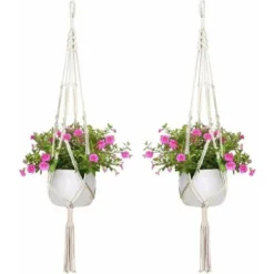 Macrame Suspension Plante Porte Suspendre Décoration Du Jardin Intérieur Extérieur Suspendus Planteur Panier (2 Paquets)