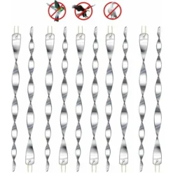 12 Pièces Répulsif Oiseaux,Répulsifs Oiseaux Reflechissants,30 Cm Barre Oiseaux 360 Degrés Réfléchissant En Spirale Lumineux,Convient Pour Balcons, Arbres Fruitiers, Potagers(Argenté)