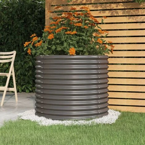 JOLI® Mode Jardinière De Jardin Acier Enduit De Poudre 80x80x68 Cm Gris - Jardinière Extérieur - BAC A FLEUR TOP95141 3 JOLI® Mode Jardinière De Jardin Acier Enduit De Poudre 80x80x68 Cm Gris - Jardinière Extérieur - BAC A FLEUR TOP95141