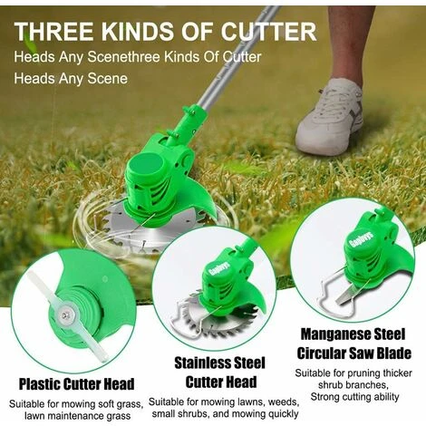 Débroussailleuse à Batterie 21 V Tondeuse électrique Sans Fil 3 En 1 Multifonction Avec Lames Et 2 Batteries Pour Jardin, Pelouse Anglaise, Sol Agricole (vert) 4 Débroussailleuse à Batterie 21 V Tondeuse électrique Sans Fil 3 En 1 Multifonction Avec Lames Et 2 Batteries Pour Jardin, Pelouse Anglaise, Sol Agricole (vert) – Image 2