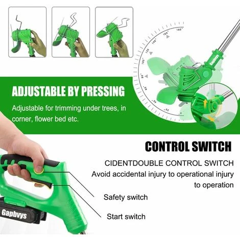 Débroussailleuse à Batterie 21 V Tondeuse électrique Sans Fil 3 En 1 Multifonction Avec Lames Et 2 Batteries Pour Jardin, Pelouse Anglaise, Sol Agricole (vert) 5 Débroussailleuse à Batterie 21 V Tondeuse électrique Sans Fil 3 En 1 Multifonction Avec Lames Et 2 Batteries Pour Jardin, Pelouse Anglaise, Sol Agricole (vert) – Image 3