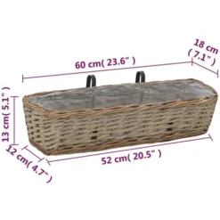 Lot De 2 Jardinières De Jardin - Balconnière à Fleurs Osier Avec Doublure En PE 60 Cm BV924155 - BonneVie -Promos Jardin Noble Magasin 92603633 5