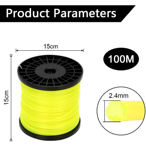 Randaco Fil De Coupe 100M Fil De Tonte Pour Débroussailleuse Nylon Jaune Rond 2.4mm 7 Randaco Fil De Coupe 100M Fil De Tonte Pour Débroussailleuse Nylon Jaune Rond 2.4mm – Image 5