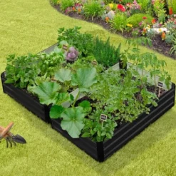 Lot De 2 Carrés Potager En Métal Châssis Rectangulaire 160x115 CM Gris Anthracite -Promos Jardin Noble Magasin 92751586 2