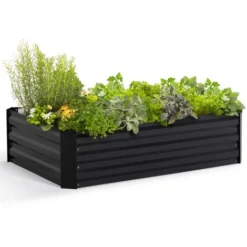 Carré Potager En Métal Avec Housse Châssis Rectangulaire 115x80 CM Gris Anthracite -Promos Jardin Noble Magasin 92751595 3