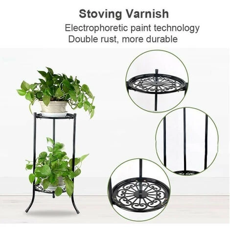 None Porte-plantes Tabouret Porte-fleurs Coleur De Noir 25x25x50cm 4 None Porte-plantes Tabouret Porte-fleurs Coleur De Noir 25x25x50cm – Image 2