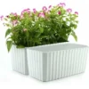 Bac à Fleurs Auto-Irrigation Blanc Plastique Rectangle Lot De 2, Pot Avec Réserve D'eau Et Indicateur De Niveau D'eau Pot Avec Système D'Arrosage Pour Planter Les Plantes Facilement