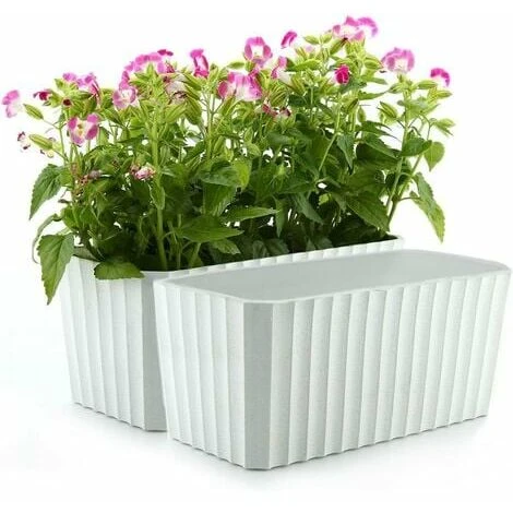 Bac à Fleurs Auto-Irrigation Blanc Plastique Rectangle Lot De 2, Pot Avec Réserve D'eau Et Indicateur De Niveau D'eau Pot Avec Système D'Arrosage Pour Planter Les Plantes Facilement 3 Bac à Fleurs Auto-Irrigation Blanc Plastique Rectangle Lot De 2, Pot Avec Réserve D'eau Et Indicateur De Niveau D'eau Pot Avec Système D'Arrosage Pour Planter Les Plantes Facilement