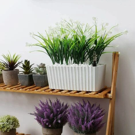 Bac à Fleurs Auto-Irrigation Blanc Plastique Rectangle Lot De 2, Pot Avec Réserve D'eau Et Indicateur De Niveau D'eau Pot Avec Système D'Arrosage Pour Planter Les Plantes Facilement 4 Bac à Fleurs Auto-Irrigation Blanc Plastique Rectangle Lot De 2, Pot Avec Réserve D'eau Et Indicateur De Niveau D'eau Pot Avec Système D'Arrosage Pour Planter Les Plantes Facilement – Image 2