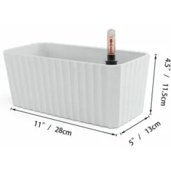 Bac à Fleurs Auto-Irrigation Blanc Plastique Rectangle Lot De 2, Pot Avec Réserve D'eau Et Indicateur De Niveau D'eau Pot Avec Système D'Arrosage Pour Planter Les Plantes Facilement 11 Bac à Fleurs Auto-Irrigation Blanc Plastique Rectangle Lot De 2, Pot Avec Réserve D'eau Et Indicateur De Niveau D'eau Pot Avec Système D'Arrosage Pour Planter Les Plantes Facilement -Promos Jardin Noble Magasin 93345734 5