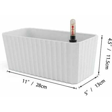 Bac à Fleurs Auto-Irrigation Blanc Plastique Rectangle Lot De 2, Pot Avec Réserve D'eau Et Indicateur De Niveau D'eau Pot Avec Système D'Arrosage Pour Planter Les Plantes Facilement 7 Bac à Fleurs Auto-Irrigation Blanc Plastique Rectangle Lot De 2, Pot Avec Réserve D'eau Et Indicateur De Niveau D'eau Pot Avec Système D'Arrosage Pour Planter Les Plantes Facilement – Image 5