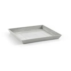 ECOPOTS Soucoupe Square 50 Blanc Gris - 43 X 43 X H. 3,5 Cm