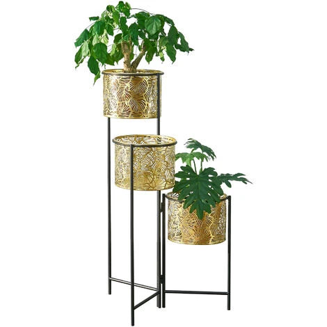 Nova Ensemble De Titulaires De 3 Ans Avec Design élégant Avec Des Pots De Colonne En Or Et Un Cadre Noir 4 Nova Ensemble De Titulaires De 3 Ans Avec Design élégant Avec Des Pots De Colonne En Or Et Un Cadre Noir – Image 2