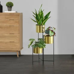 Nova Réglez 3 Porte-fleurs Idéal Pour Chaque Espace De La Maison Vases Colorées En Or Et Cadre Noir