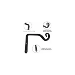 Crochets De Suspension Muraux, Supports De Panier Suspendu En Fer Forgé En Métal Accessoires Pour Mangeoires à Oiseaux, Plantes, Lanternes, Carillons éoliens, Noirs (Paquet De 2) -Promos Jardin Noble Magasin 94588217 4