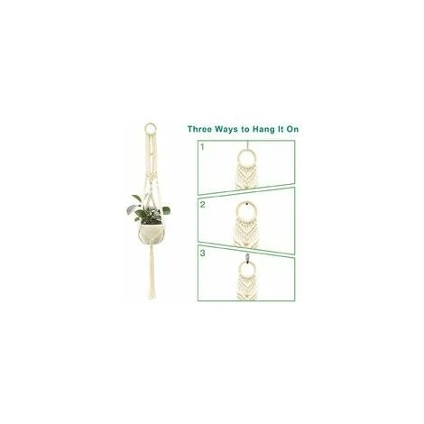 Suspension Plantes Macramé, 4 Pièces Macramé Panier De Supports De Plantes Avec 4 Crochets De Suspension, Tissés à Main Fleurs En Macramé Plant Hangers Pour Jardin Décor Intérieur Extérieur 5 Suspension Plantes Macramé, 4 Pièces Macramé Panier De Supports De Plantes Avec 4 Crochets De Suspension, Tissés à Main Fleurs En Macramé Plant Hangers Pour Jardin Décor Intérieur Extérieur – Image 3