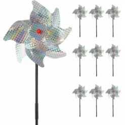 Répulsif à Oiseaux (Lot De 10) 5020cm, Répulsif à Oiseaux Moulin à Vent Réfléchissant Effraye Les Jardins, Les Vergers, Les Maisons, Les Fermes - Plus Sûr Et Efficace Que Les Oiseaux à Pointes Et Les
