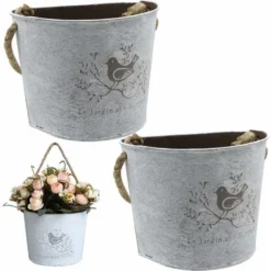 Pot De Fleurs Suspendu Jardinières - Demi-Cercle Galvanisé Vase Mural Pots Intérieur Et ExtéRieur Mur Décoration Suspendue Pour Ferme Cour Jardin Succulentes D'herbes, 2 Ensembles