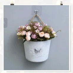 Pot De Fleurs Suspendu Jardinières - Demi-Cercle Galvanisé Vase Mural Pots Intérieur Et ExtéRieur Mur Décoration Suspendue Pour Ferme Cour Jardin Succulentes D'herbes, 2 Ensembles -Promos Jardin Noble Magasin 95204894 5