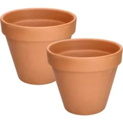 KOTARBAU Lot De 2 Pots De Fleurs En Terre Cuite Ø 19 Cm Avec Bord Pour L'intérieur Et Le Jardin