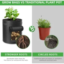 Sac De Culture De Pommes De Terre, Lot De 5 Sacs De Culture De Légumes De 10 Gallons Sac De Culture De Jardin Respirant Pour Planter Des Pots En Tissu De Tomate Avec Poignées De Sangle Et Rabat D'accè -Promos Jardin Noble Magasin 95829842 4