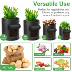 Sac De Culture De Pommes De Terre, Lot De 5 Sacs De Culture De Légumes De 10 Gallons Sac De Culture De Jardin Respirant Pour Planter Des Pots En Tissu De Tomate Avec Poignées De Sangle Et Rabat D'accè -Promos Jardin Noble Magasin 95829842 5