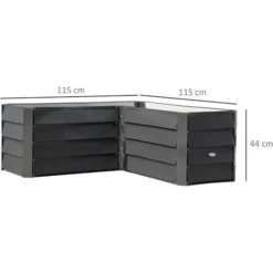 OUTSUNNY Carré Potager De Jardin Jardinière D'angle Sans Fond - 115L X 115l X 44H Cm - Acier Galvanisé Gris Foncé -Promos Jardin Noble Magasin 95848303 3